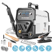 STAHLWERK Poste à souder MIG MAG 200 ST Digital IGBT Poste à souder sous protection gazeuse | Inverter avec 200 A, fonction spot, dévidoir de fil synergique, FLUX et MMA | Fonction ARC