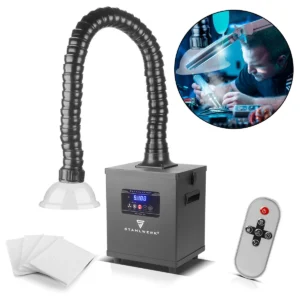 STAHLWERK Aspirateur de fumées FE-150 ST avec triple filtre et système d'aspiration 150 W | Absorbeur de fumées | Extracteur de fumées | Aspirateur de fumées de soudure et de brasage pour le filtrage et l'aspiration des fumées, gaz et vapeurs
